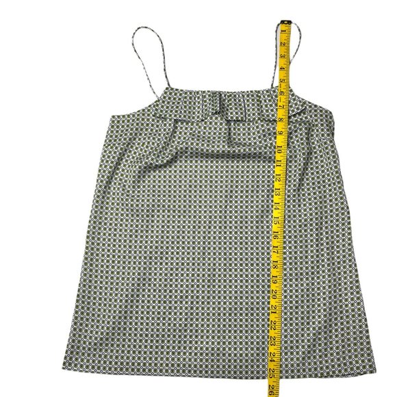 J.CREW Tank Top Ruffle Blouse Womens White Green Printed Sleeveless Size 4 - Picture 4 of 9